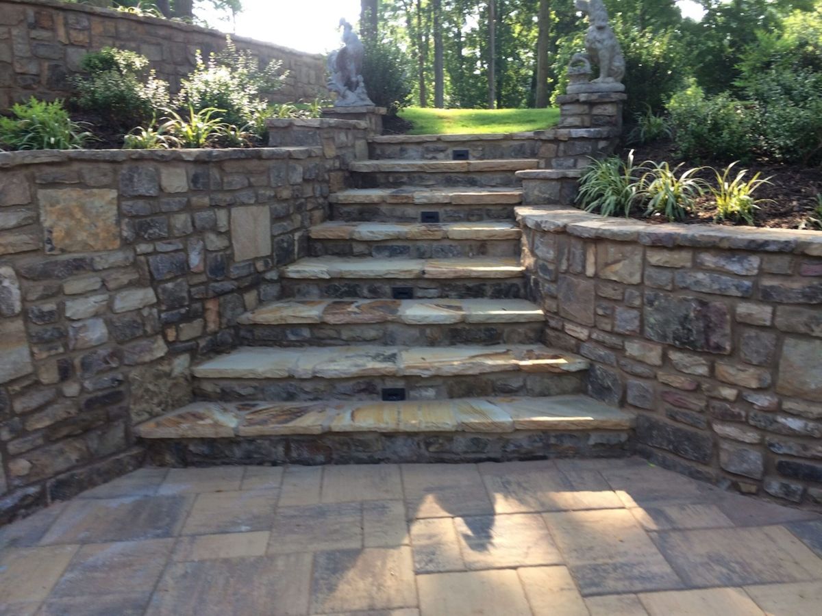 Stone staircase and terraced walls