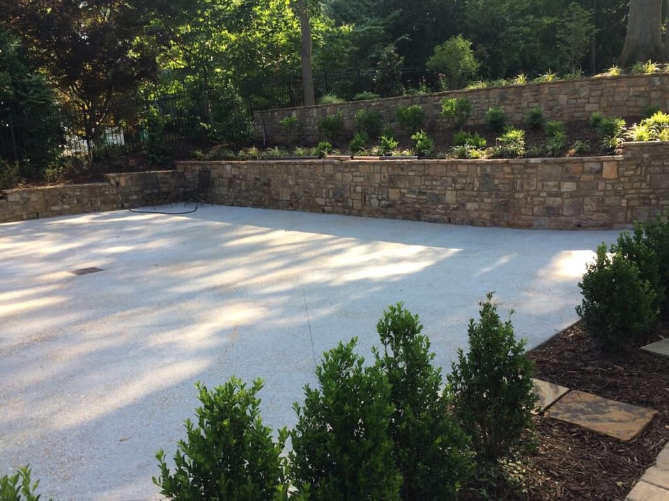 Terraced stonework on a sloped Atlanta lot